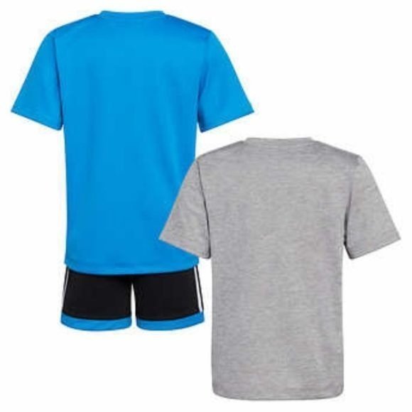 Adidas Boy's 3 Piece Clothing Set, 2‎ T-Shirts, 1 Short Size 7 - Picture 2 of 3